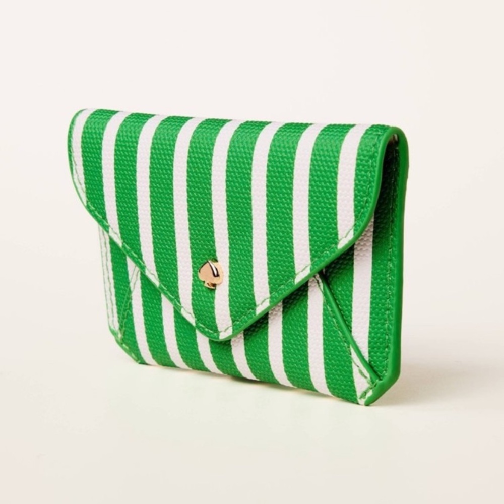 NWT kate spade new york × Target Green & White Stripe Envelope Card Case - Picture 2 of 5